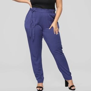 NWT Fashion Nova Women's Navy Tie Waist Pants 2X 💙
